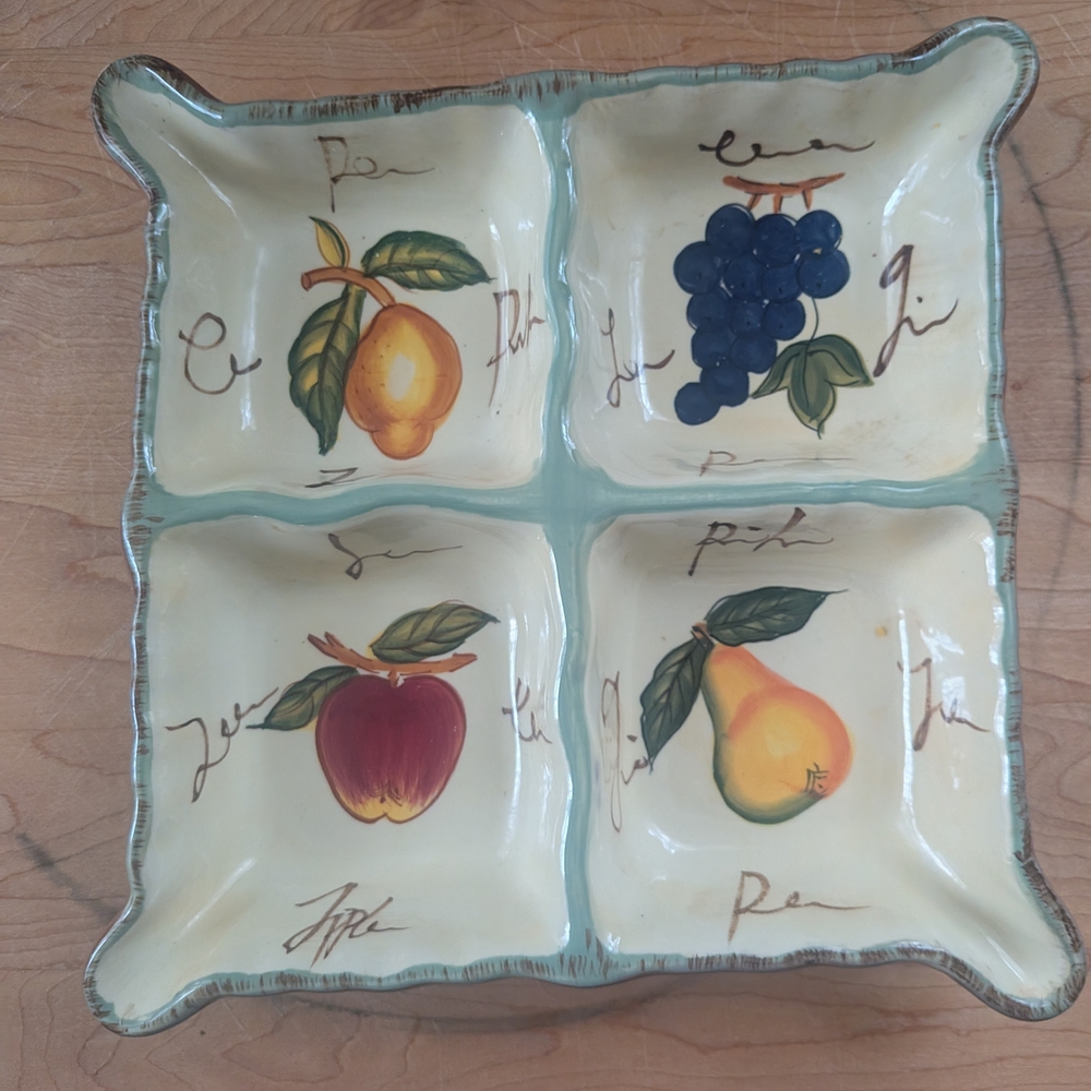 Hand-Painted Fruit Design Ceramic Serving Dish